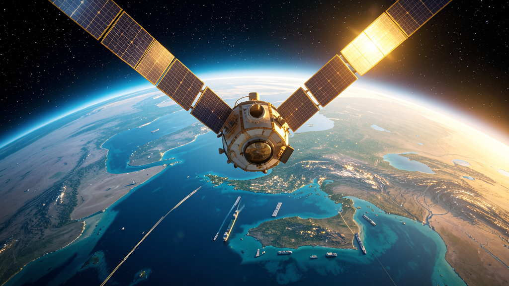 Sentinel satellite overlooking the Strait of Hormuz shipping lanes